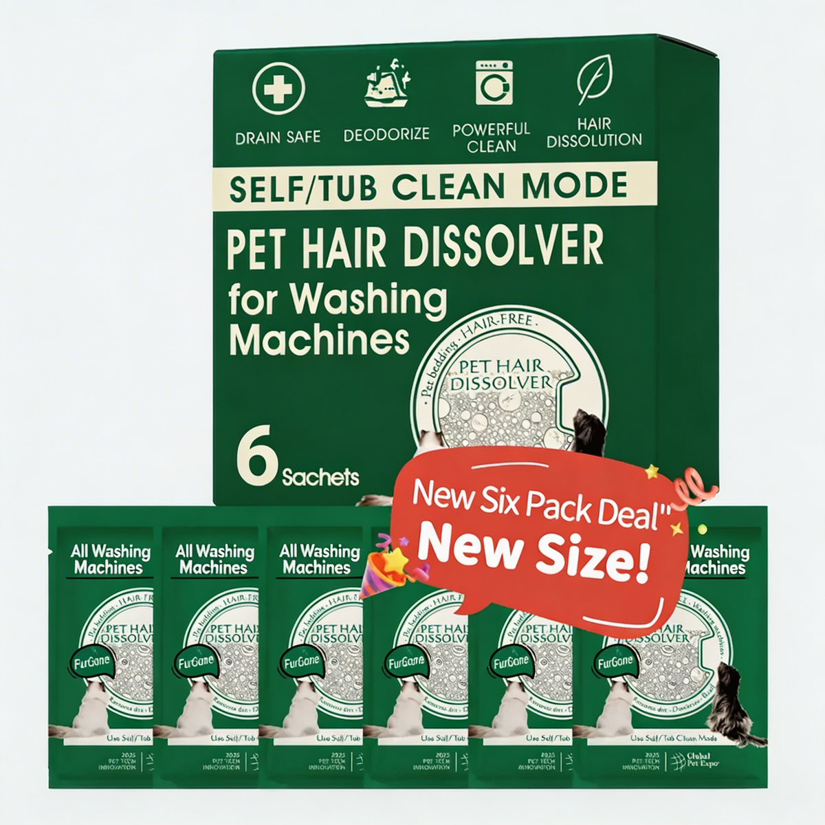 Pet Hair Dissolver for Washing Machines 5-in-1 Deep Cleaner